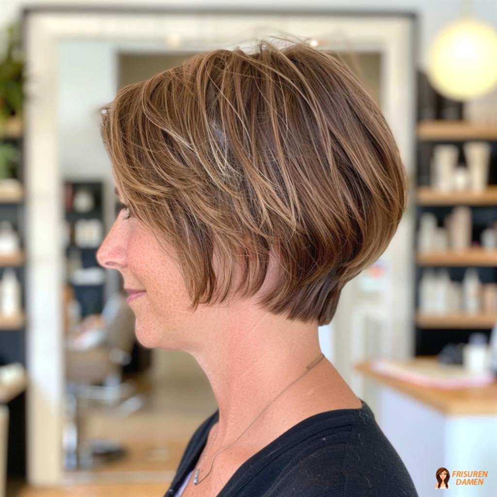 Gestufter Bob für Damen, klarer Schnitt mit frischem Effekt und mehr Fülle