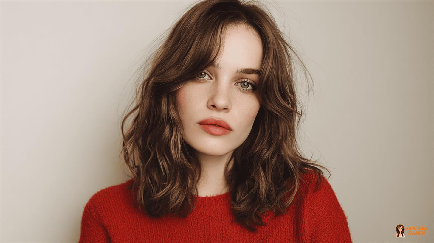 Texturierter/gewellter Lob mit Curtain Bangs