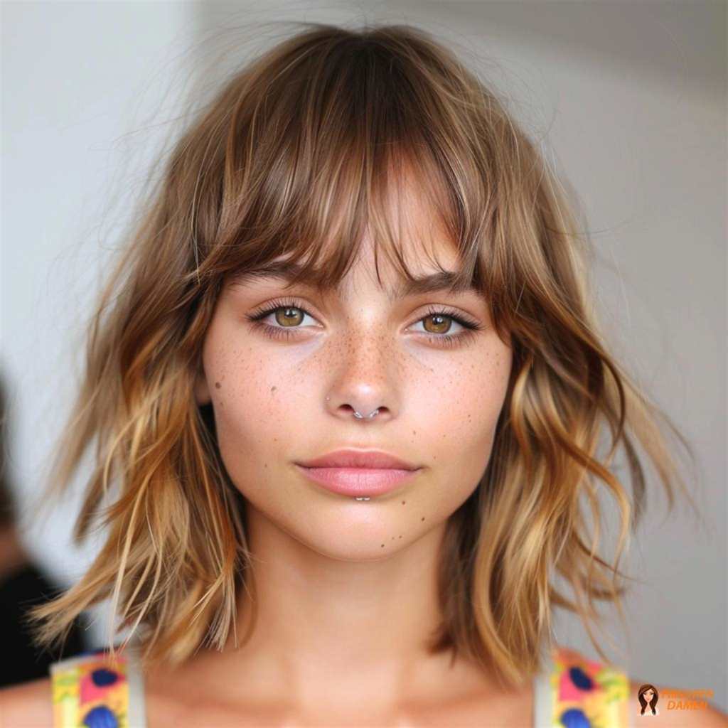 Trendiger Shag Cut mit Pony – lässige Textur und modernes Volumen für Damen