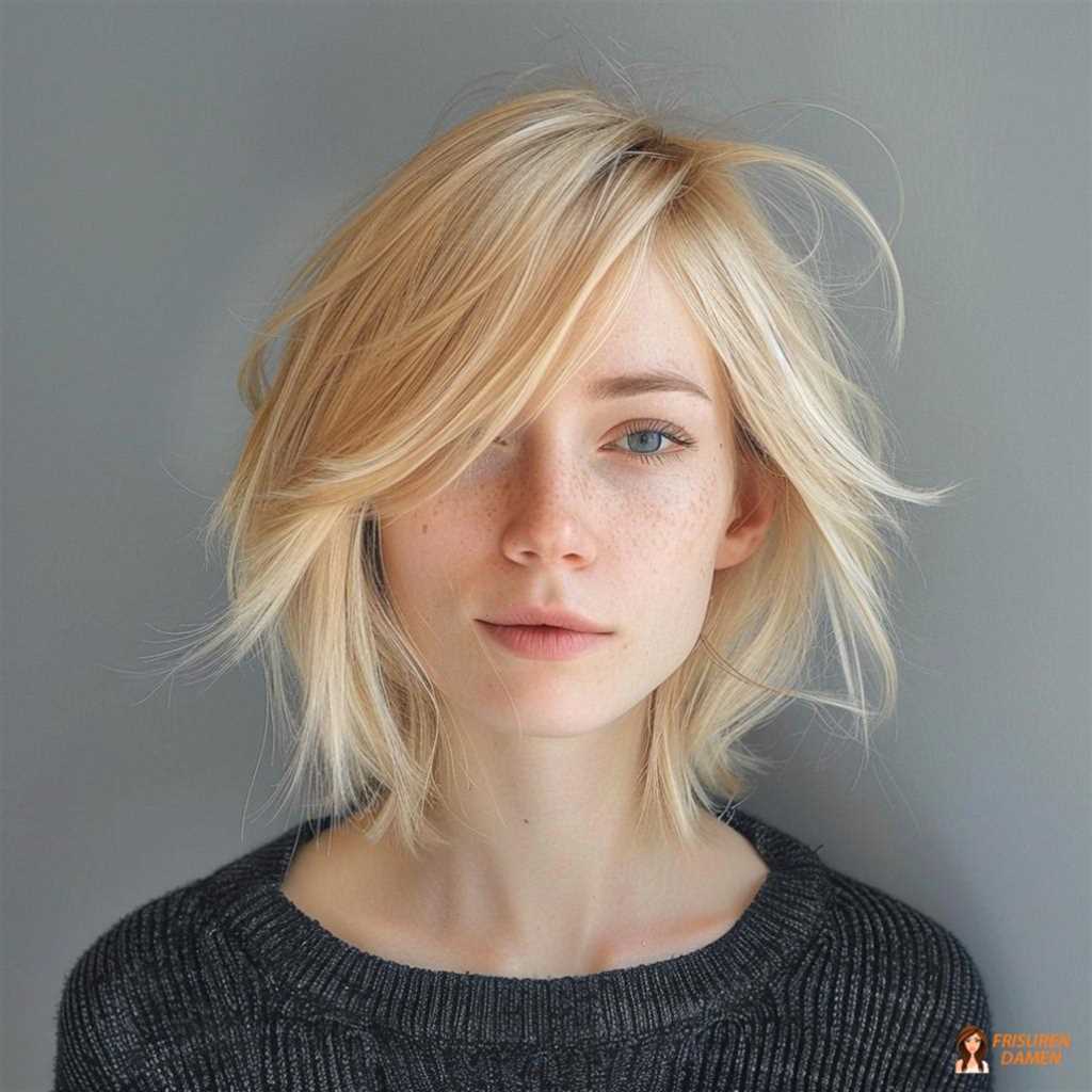 Blonder Bob mit wispy Pony für Frauen, leicht und modern