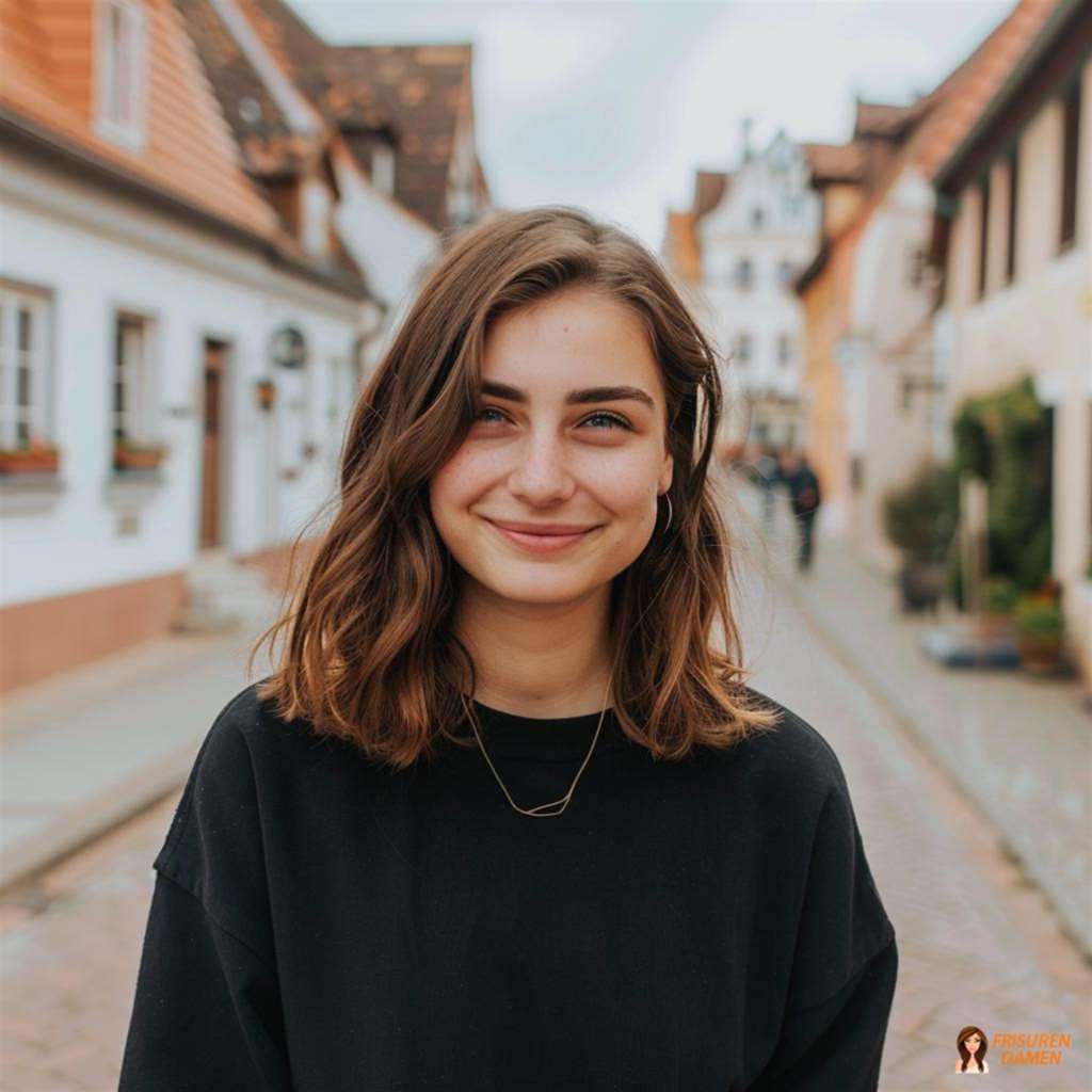 Braune Haarfarbe für Frauen im ungezwungenen Lob mit natürlicher Bewegung und sanftem Finish