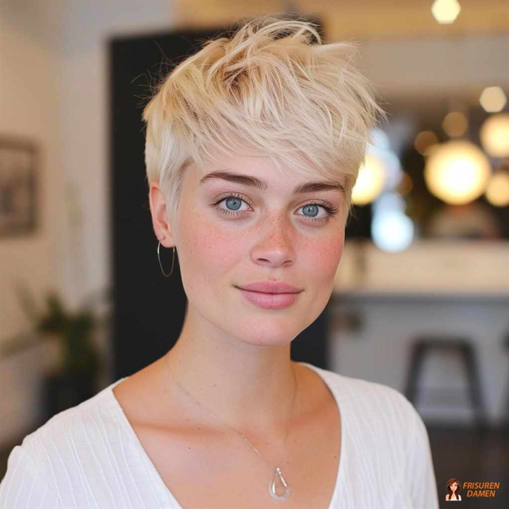 Verspielter blonder Pixie Cut für Damen