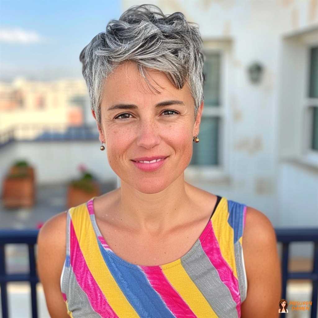 Verspielter Kurzhaarschnitt mit Wellen als frischer Look ab 50