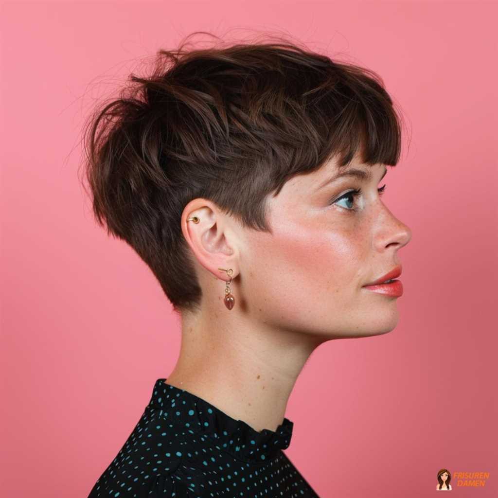 Verspielter Pixie Cut mit Pony für Damen