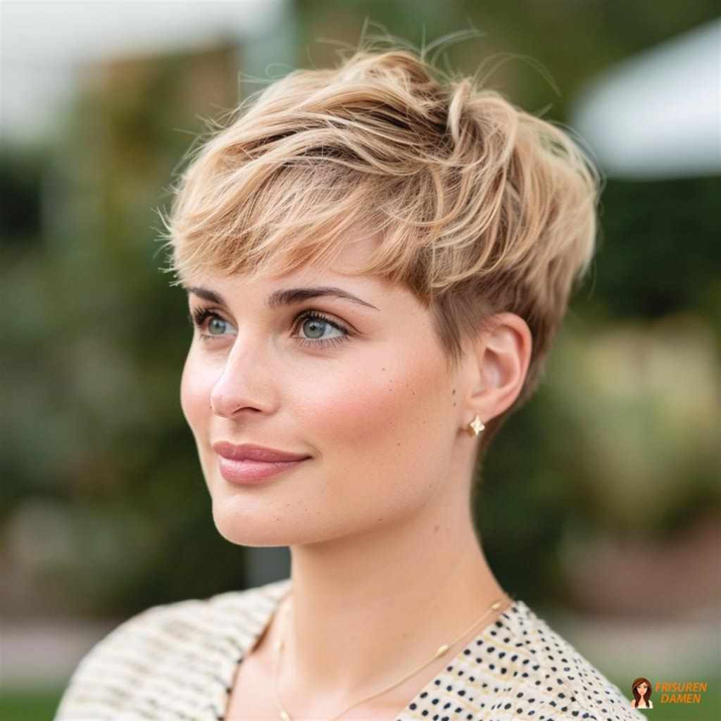 Pixie Cut mit feinen Strähnen für mehr Dimension