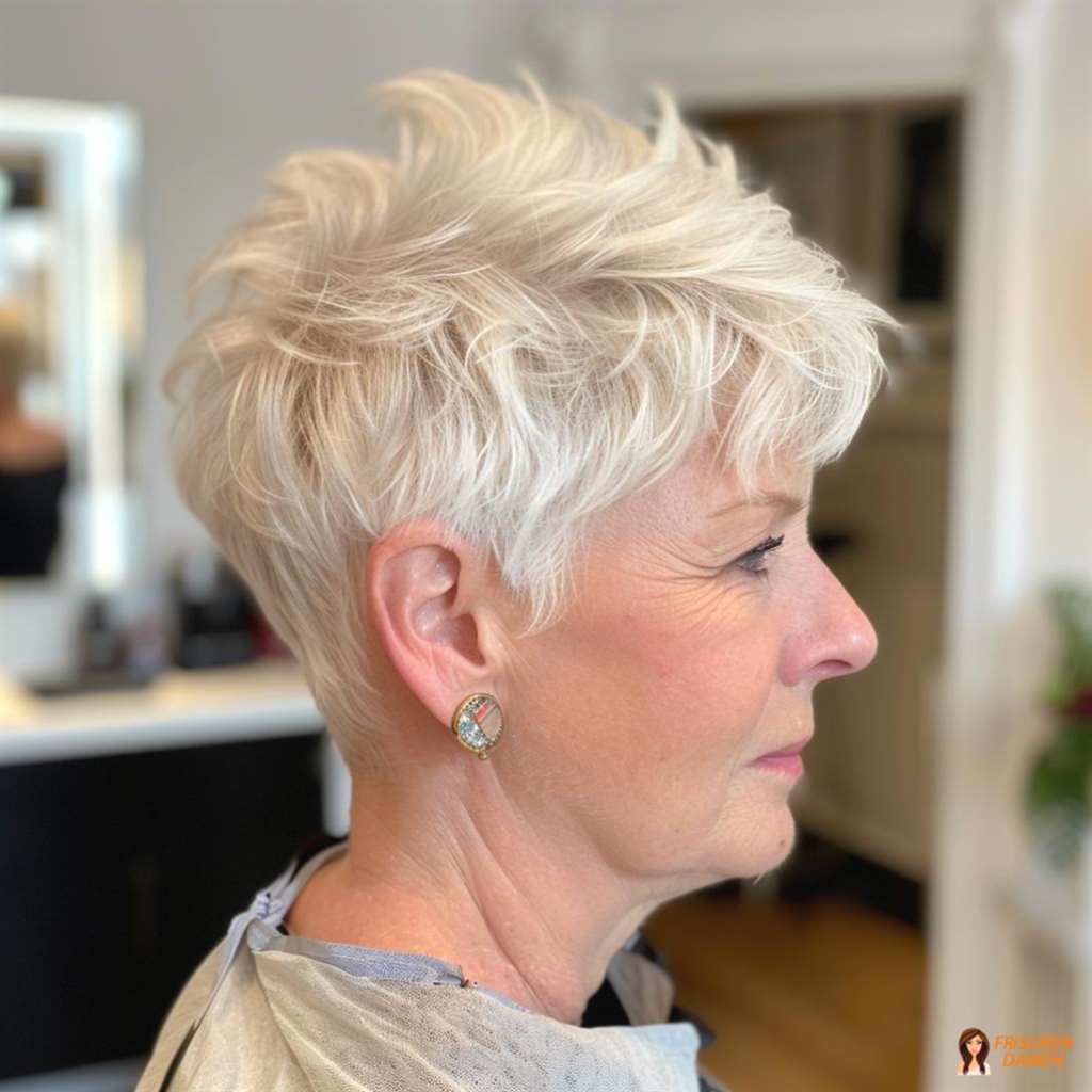 Pixie mit strukturierten Lagen für ältere Frauen, dynamischer Stil