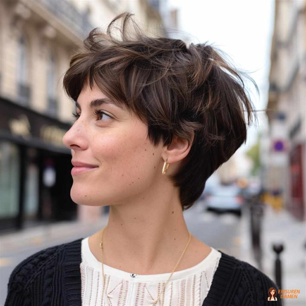Shaggy Pixie für Damen in Brünett mit natürlichem Effekt und leichter Textur