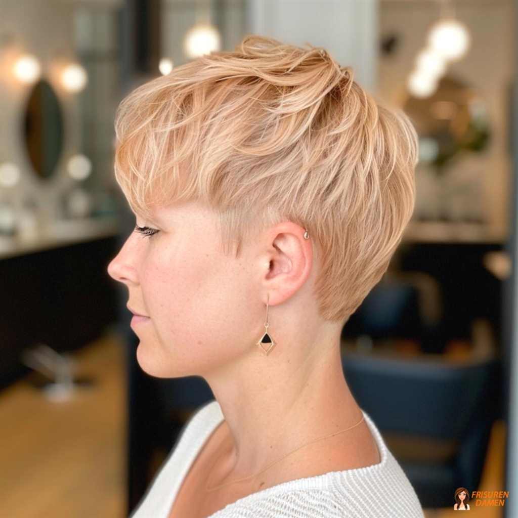 Strukturierter Kurzhaarschnitt für Damen mit voluminösem Effekt