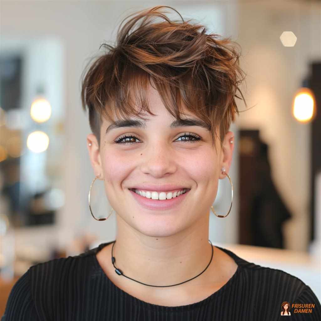 Undercut für Frauen mit Pony und weicher Rahmung im Gesicht