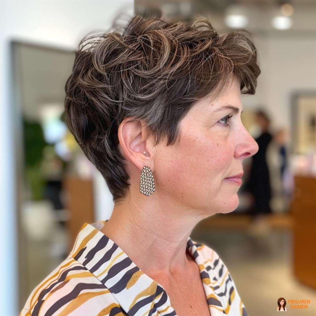 Vielseitiger Kurzhaarschnitt für Frauen über 50, der sich leicht stylen lässt