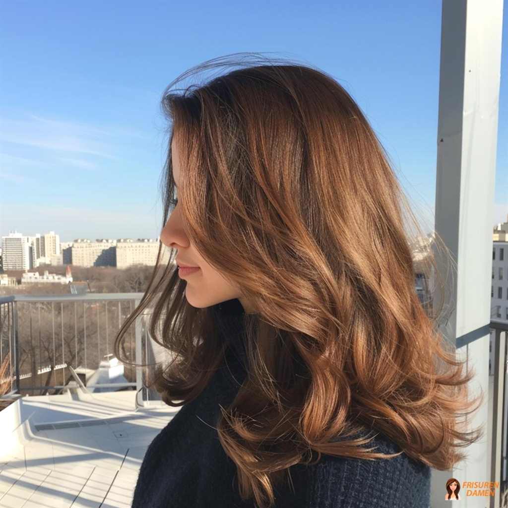Braune Haarfarbe für Frauen mit voluminösen Wellen, seidigem Glanz und luxuriöser Wirkung