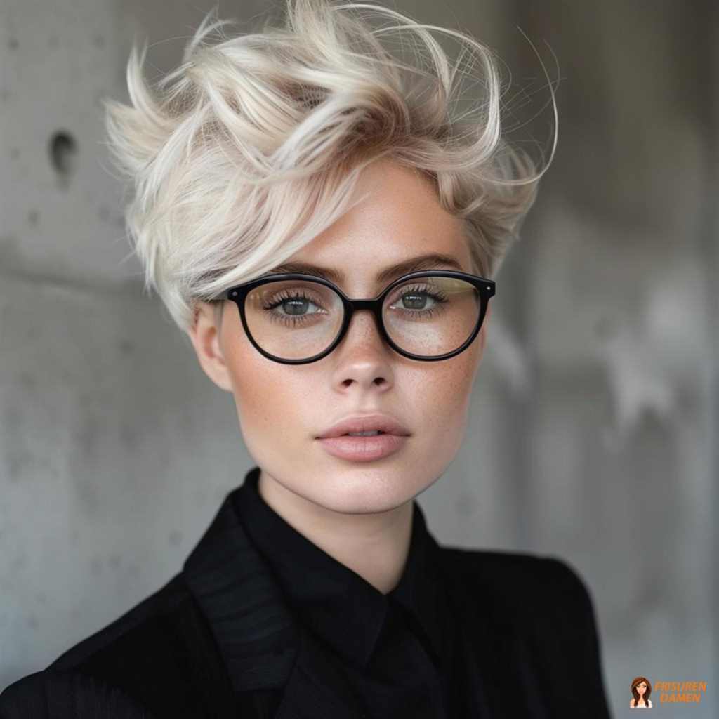 Kurzer blonder Volumen-Look ab 60 mit luftiger Form, der Energie und Leichtigkeit ausstrahlt