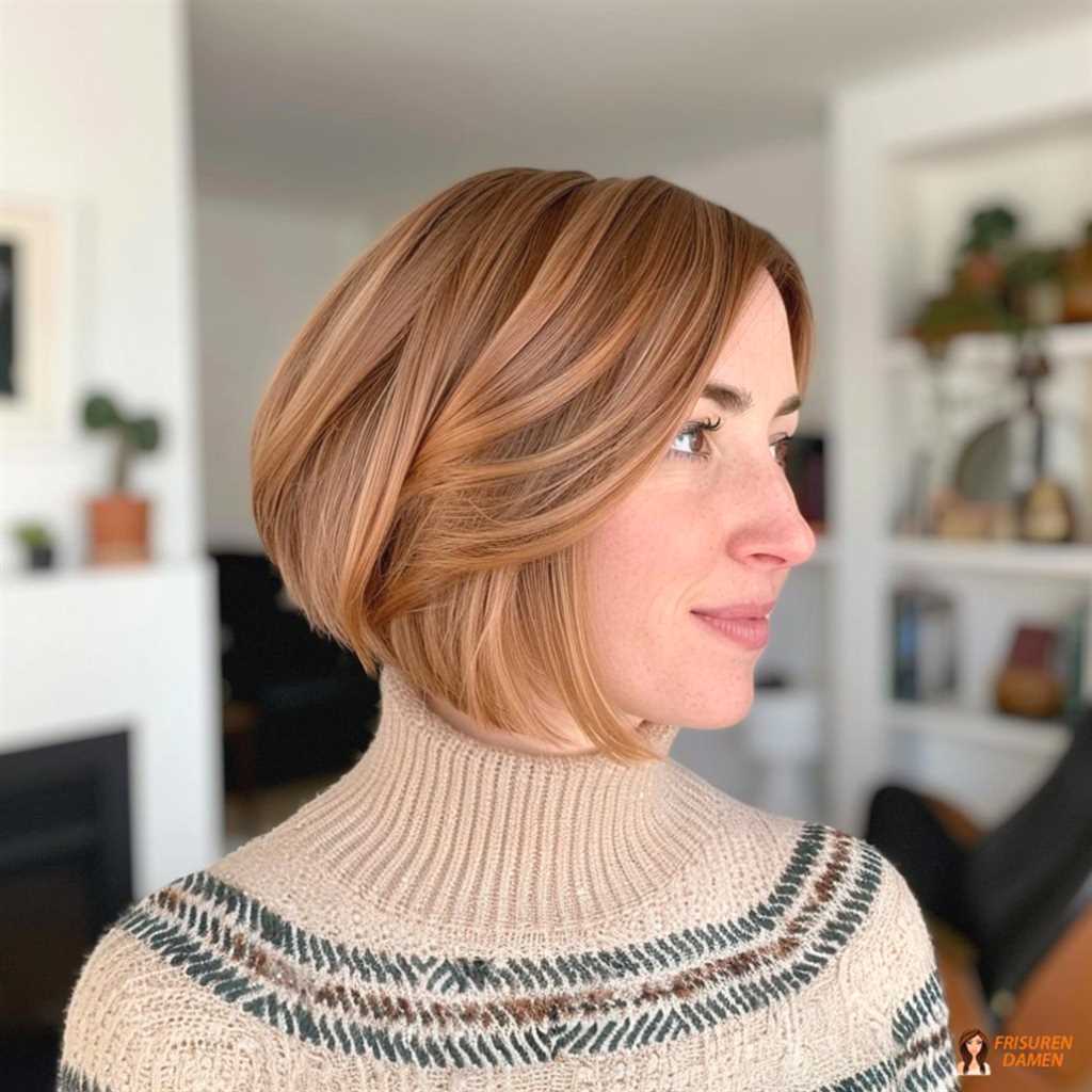 Karamell-Bob für Frauen ab 50 mit feinem Haar, warmer Glow und schmeichelnder Frische-Effekt