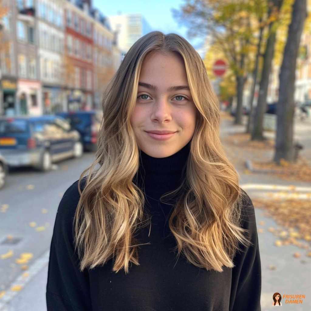 Weiche Wellen mit Mittelscheitel – sanfter, zeitloser Look für Damen