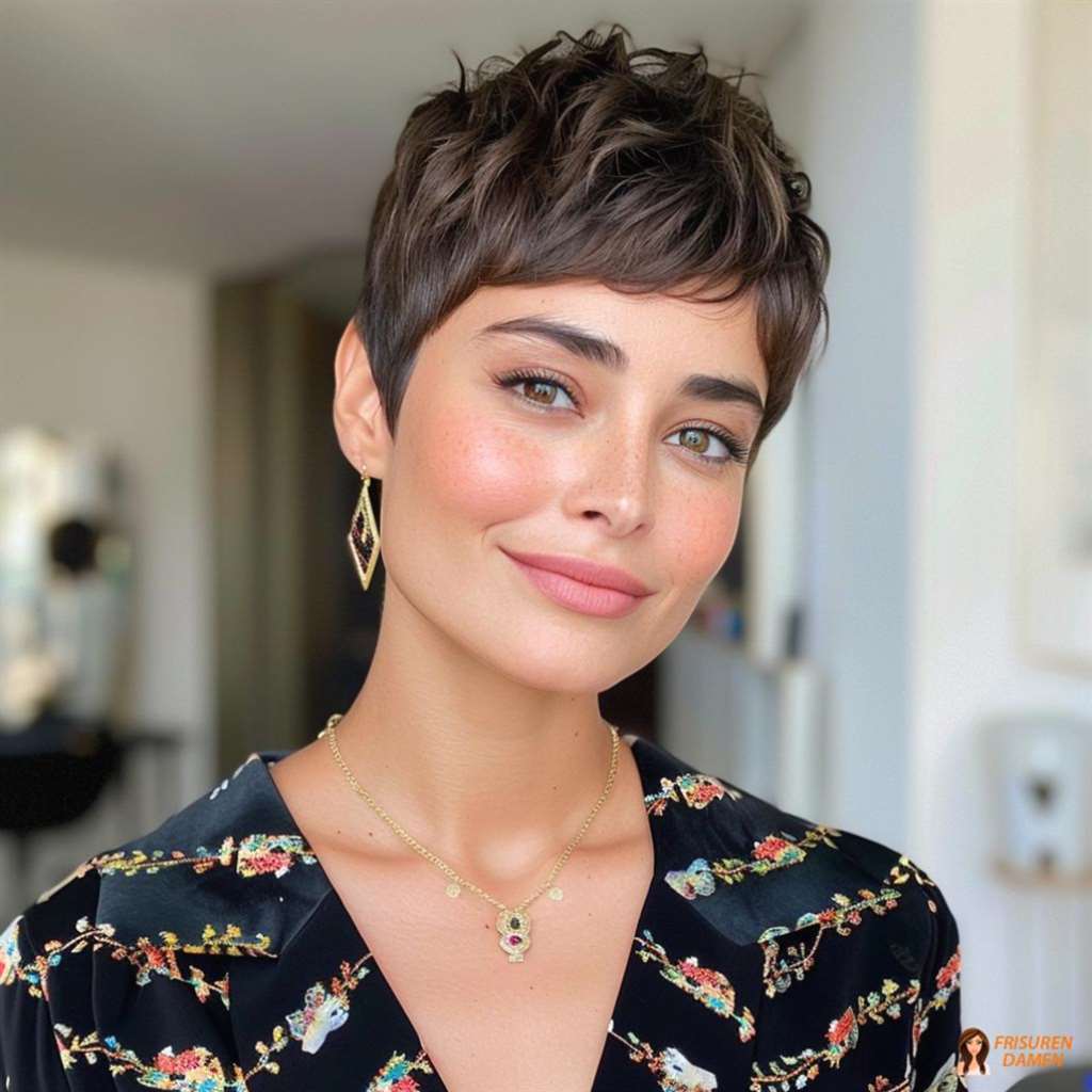 Kurzhaarschnitt für Frauen mit sanften Wellen, dezenten Akzenten und optischer Fülle