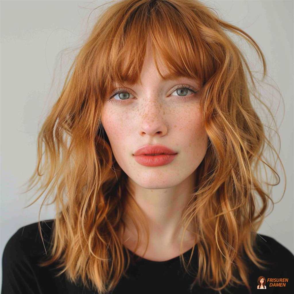 Wilde gestufte Frisur für mittellanges Haar