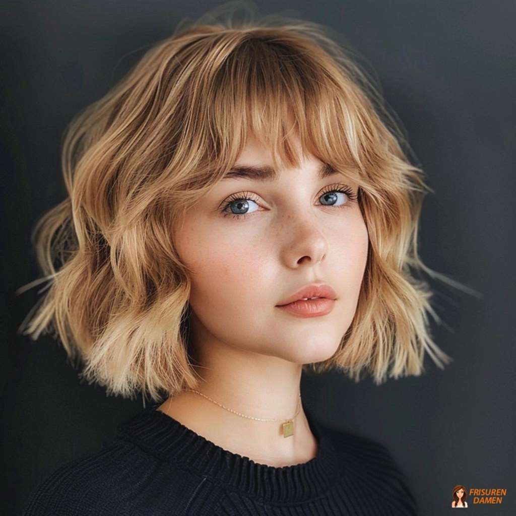 Welliger Bob mit Vollpony für Frauen, ausdrucksstark und modern