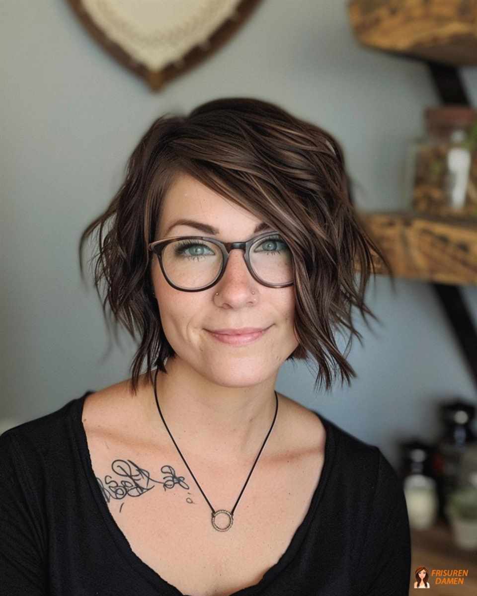 Wuscheliger Bob in Blond für Frauen mit Strukturwellen und klarer Form