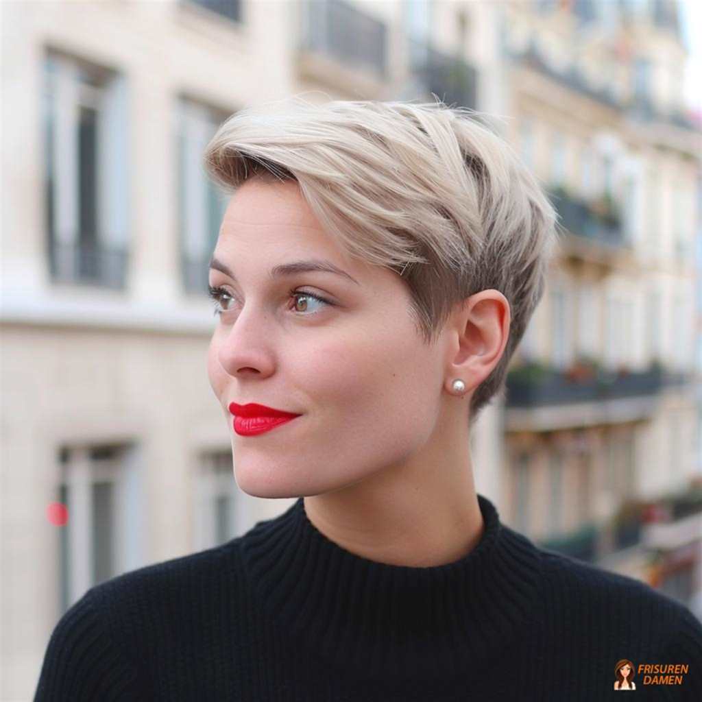 Zeitloser aschblonder Pixie Cut für Damen