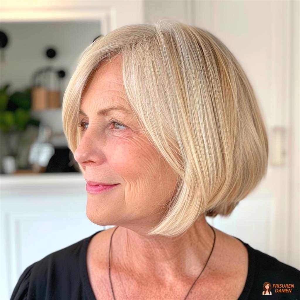 Zeitloser blonder Bob mit dezenten Stufen und gepflegtem Glanz-Finish